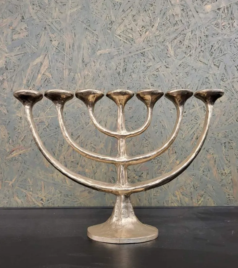 7 armet lysestage i bronze