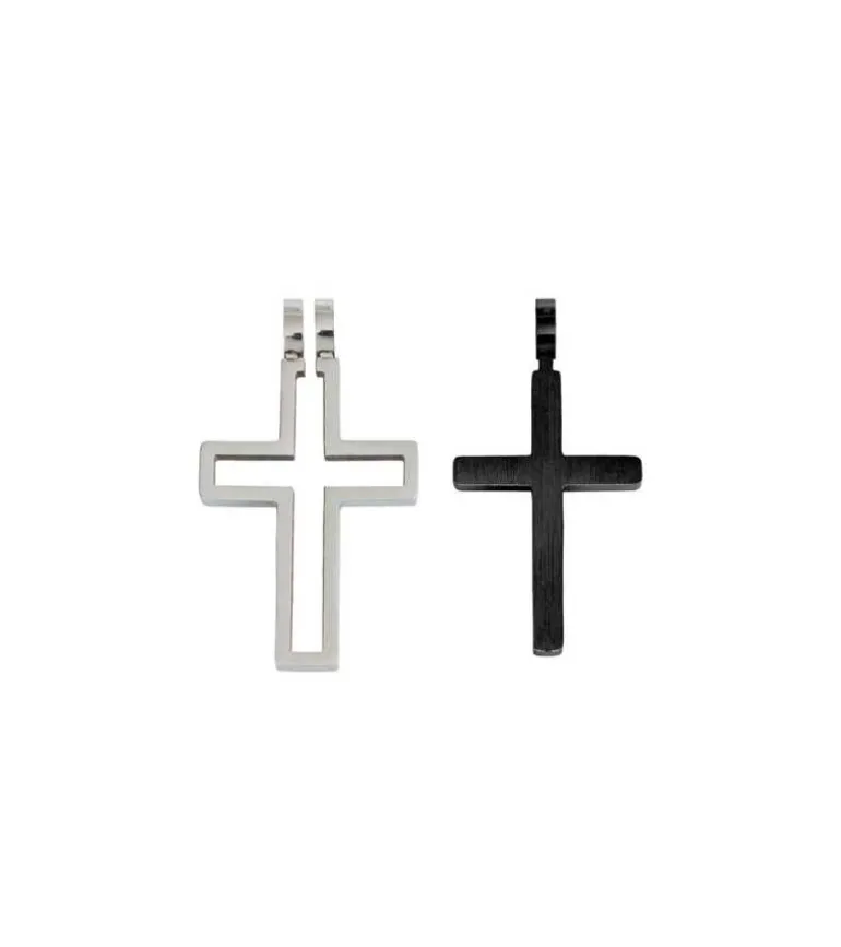 2 delt Kors med kæde, sølv og sort