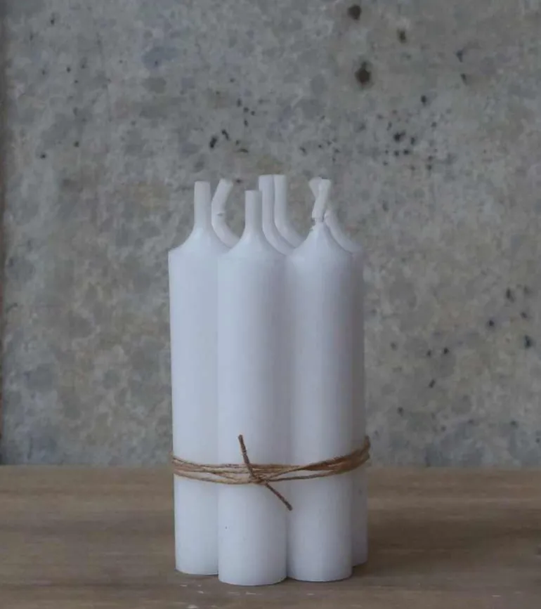 6 stk. Hvid bedelys, 11cm