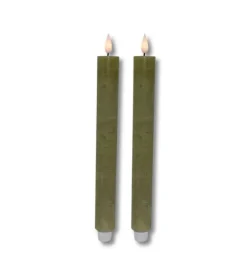 2 stk LED, Kronelys, Grøn, 29 cm