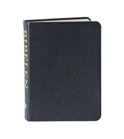 Bibelen i ægte sort skind og med guldsnit (Lille)