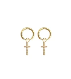 Creol ørering med kors, Guld, rustfri stål