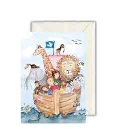 Dobbeltkort med kuvert, Noas ark med børn
