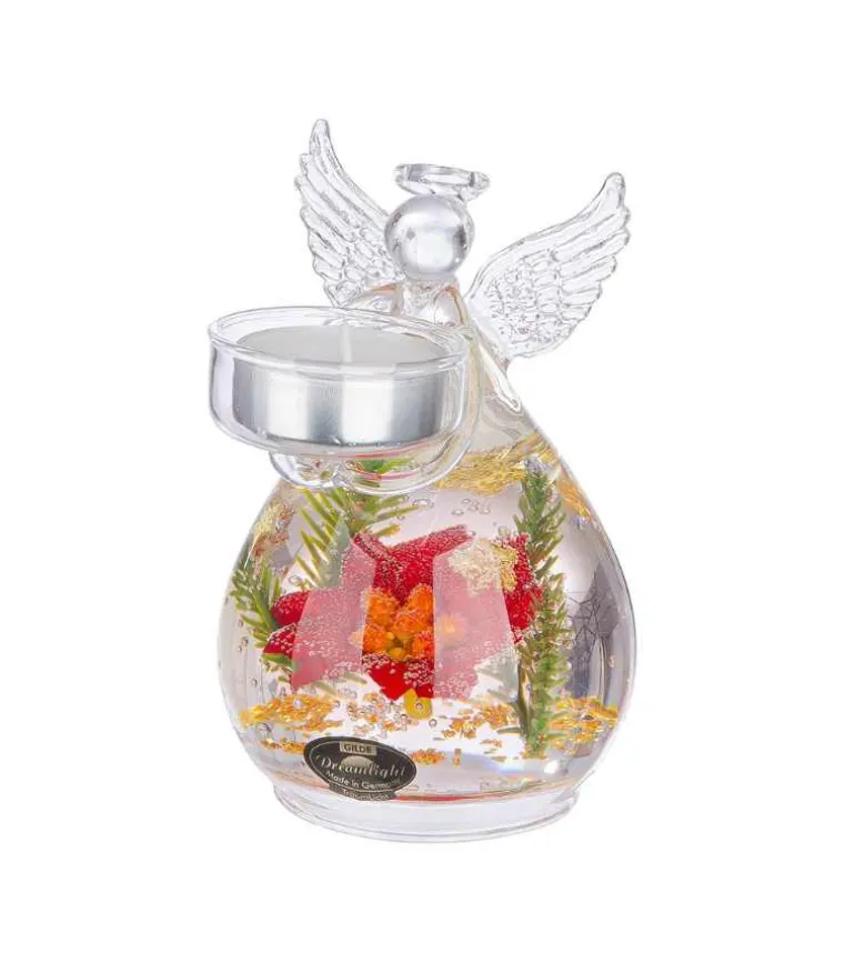 Dreamlight, Glasengel med fyrfadsstage, Juleblomst