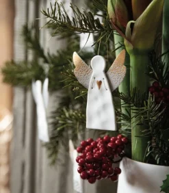 Engel ophæng porcelæn, Guld LILLE