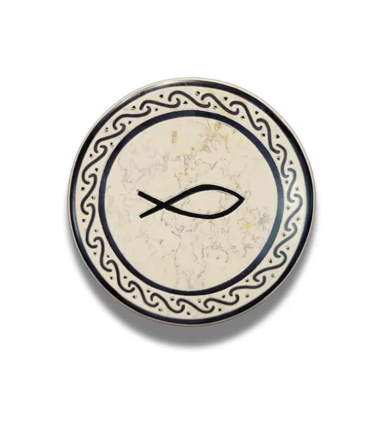 Fedtsten, Rund æske med låg, ICHTHYS