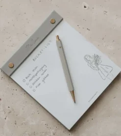 Grå kuglepen med hjerte i æske