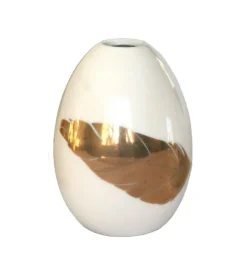 Æg-Vase med fjer af guld