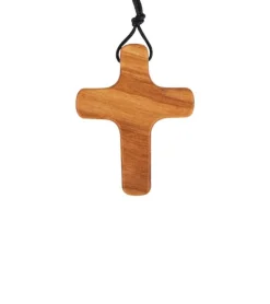 Halskæde, Fladt kors i oliventræ m. snor