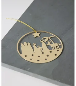 Julenat, krybbespils ophæng, guld