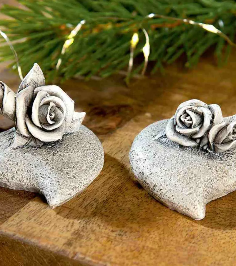 Kirkegårdspynt, 2 små hjerter med roser