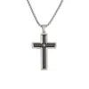Kors med kæde, sølv og sort med rhinsten