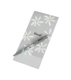 Kuglepen, Grå med hvide blomster, Blessed