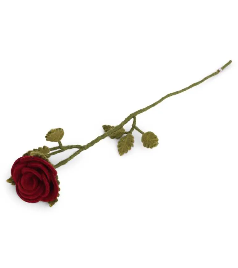 Langstilket Rød Rose, Filt – Gry & Sif