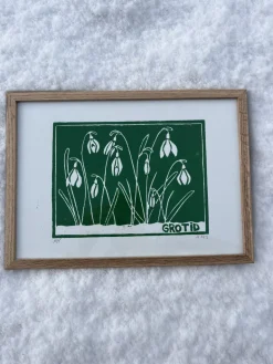 Linoleumstryk: Grotid, A4 Plakat, Grøn