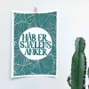 Linoleumstryk, Håb Er Sjælens Anker, A3 Plakat, Flaskegrøn