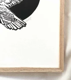 Linoleumstryk, Håbefugl, sort, A3 Plakat