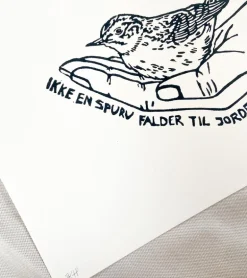 Linoleumstryk: Ikke en spurv, A4 Plakat, Sort