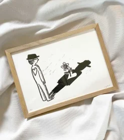 Linoleumstryk: Sorgblomst, A4 Plakat, Sort