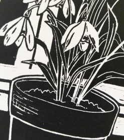 Linoleumstryk: Spiretid, A4 Plakat, Sort