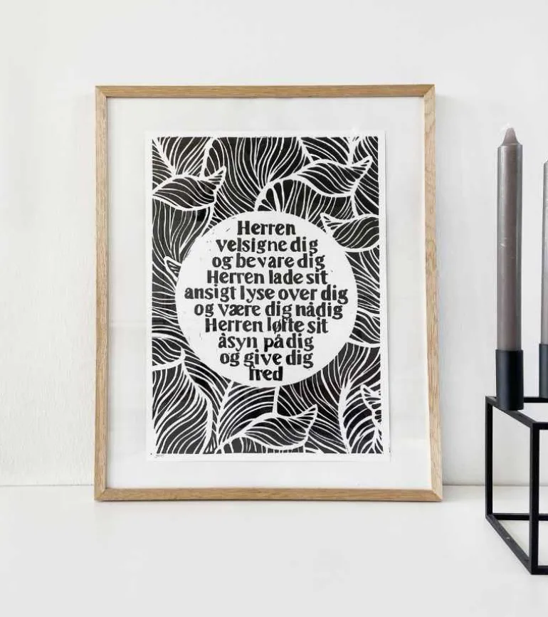 Linoleumstryk, Velsignelsen, A3 Plakat, Sort