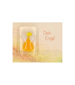 Lomme-kramme-engel i glas, Gul