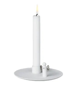 Lysestage med engel, Sølv