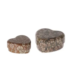 Metal hjerteæske, Blossom, Sæt med 2 – Blå/Okker, Maileg