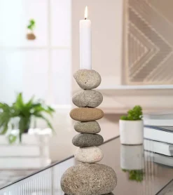 Naturlig stenstage til lys, 23 cm