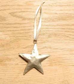 Ophæng, Stjerne guld, hamret, 7 cm