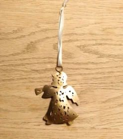 Ophæng, Engel guld med trompet, 8 cm