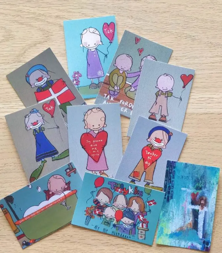 Pakke med 10 stk blandet Til & Fra kort af Lone Engsig Hvam