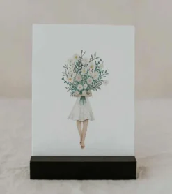 Postkort akvarel, blomsterpige