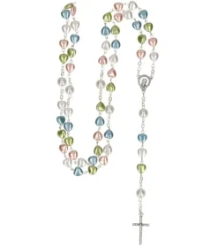 Rosenkrans m. farverige hjerteperler