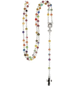 Rosenkrans m. små farverige milleflori-perler