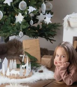 Rundt lys julekrybbe