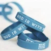 Silikonarmbånd til barn, Blå: God is with me
