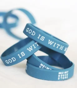 Silikonarmbånd til barn, Blå: God is with me