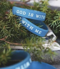 Silikonarmbånd til barn, Blå: God is with me