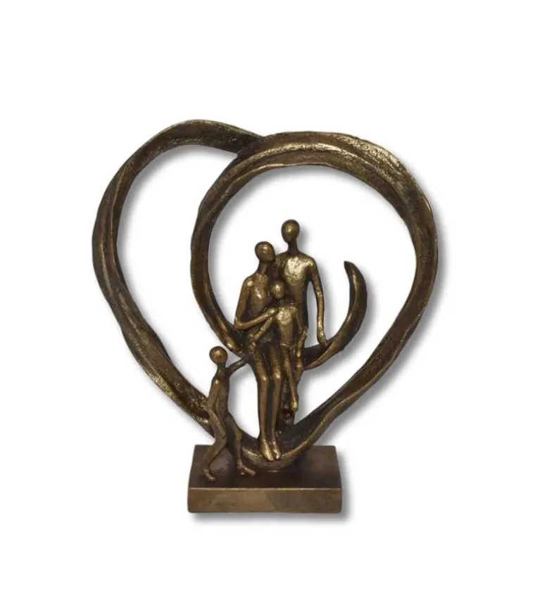 Skulptur: Familie ved Hjertet, 26 cm