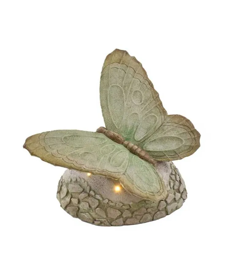 Sommerfugl på sten m. LED