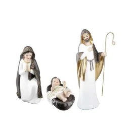 3-Sæt, Julekrybbe figurer, Cream og guld, 26 cm