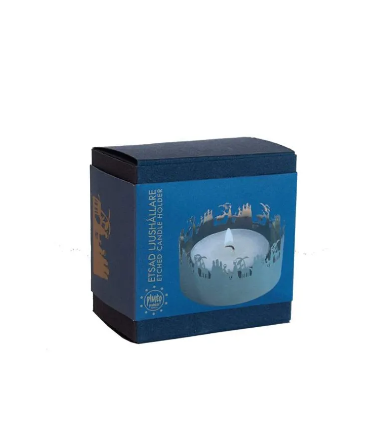 Stor Fyrfadsstage, julekrybbe, guld