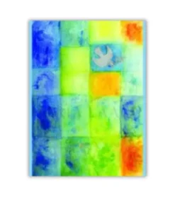 Stort dobbeltkort, Helligåndsdue i blåt med kuvert