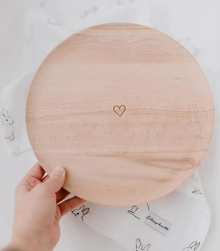 Undertallerken i bøg med hjerte