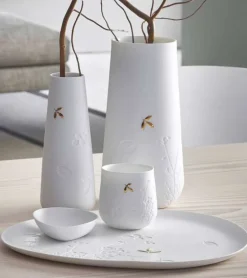 Vase med guldblad, 21 cm